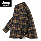 JEEP SPIRIT吉普格子衬衫男春秋季棉质休闲长袖小格衣红色磨毛外套男士 5016黄格 2XL 175/98B