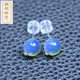 Classic natural authentic amber blue amber 7mm+ water purified round beads earrings earrings S925 silver simple and fashionable