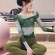 Shuangxiu super-good-looking yoga suit for women, new Chinese style long-sleeved and beautiful Pilates training suit, sports and fitness top, ink green top + matcha green pants L 110-120
