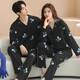Yimanan pure cotton couple pajamas men's spring and autumn lapel cardigan cartoon cute can be worn outside loose casual women's home clothes K6K868 2XL men's style