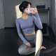 Jincheng all-in-one chest pad yoga wear for women autumn short running sports top training Pilates fitness wear long sleeve black fixed chest pad GF362 M 95-110Jin Jin equals 0.5 kg