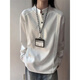 Yiran presents pullover sweatshirt for men in autumn and winter new style Henry collar deconstructed splicing design bottoming shirt versatile fashion top for men white gray M recommended 90-110Jin Jin is equal to 0.5 kg