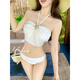 Beautiful swimsuit for women 2025 new super fairy ins sexy pure desire bikini three piece set for seaside vacation white XL weight 116-130