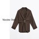 Massimo Dutti Discount Upgrade 2026 Women's French Elegant Temperament Brooch Waist Long Shirt Long Sleeve 05135695 Chocolate M -L (CN 175/96A)