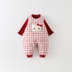 G.DUCKKIDS Little Yellow Duck Children's Clothing Down Overalls Infants and Toddlers Pants Baby Girl Winter Clothes Warm and Cold Plaid Jumpsuit Red 90 Size Recommendation 1~2 Years Old cm