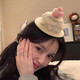 Cute bow cake birthday hat hairpin female photo props hair accessories side duckbill clip small top hat headdress beige birthday small hat hairpin