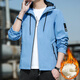 Playboy Autumn and Winter Jackets Men's 2025 New Hooded and Velvet Youth Loose Jacket Short Solid Color Gown Black XL