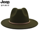 JEEP SPIRIT fedora hat British style men's and women's jazz hat metal accessories large brim felt hat fedorahat black (gold ring) L (59-62cm)
