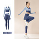 LULU CENTURY fake two-piece anti-exposure Pilates training suit for running, cycling and skipping, medium and high intensity yoga fitness clothes for women, gray lake blue + light frost blue S