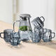 Fat Donglai Nordic high-end high-temperature resistant diamond teapot glass water cup living room kettle cup cup holder light luxury home set cigarette ash 1 pot 6 cups + silver deer cup holder + tray