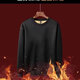 Sheep wool thickened round neck sweatshirt for men in autumn and winter, loose large size warm base shirt jacket, new clothing D80/black XL
