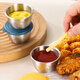 Jingju 304 stainless steel mini bear sauce cup with lid household dipping box portable outdoor seasoning dipping saucer 2 rice white lids cartoon dipping box about 50ml