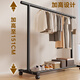 Miaoli simple clothes drying rack floor-standing household removable clothes rack bedroom indoor clothes rack dormitory single rod coat rack huge thick 32 tubes high-grade black 150cm free wheels + feet