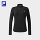 FILA official women's knitted long-sleeved shirt 2025 winter fitness sports plus velvet half-zip long T