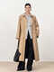 Fabrique flannel-lined single-breasted belted raglan sleeves long cotton trench coat Khaki S