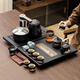 Dameng Zaozhuo's new imitation stone Wujin stone automatic water-filling small tea set simple household beige Ru kiln Kung Fu tea set Yuanshan imitation Wujin stone integrated tea tray 60*45 + double-layer anti-scalding automatic water boiling appliance