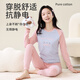 Cat man teenager thermal underwear girl autumn clothes and pants girls suit 100% pure cotton junior and senior high school students base pajamas Purple radish -100% pure cotton suit 165 - Recommended 100-120Jin [Jin equals 0.5 kg]