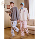 Gukoo Couple Pajamas Winter Disney Series Joint Soft Warm Plaid Pants Women's Home Clothes Set Men's Pajamas D Sky Gray Men's Suit L