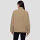 GAP women's 2025 new autumn style appliqué embroidered logo imitation sherpa loose zipper stand collar jacket 843660 Khaki S (160/84A) Asian size