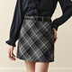 SEIFINI Meng Ziyi's same style slightly brushed slimming plaid long straight skirt 25 autumn slimming short skirt gray blue M