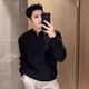 Kuraishi Kazuki high-end Henry collar sweater men's autumn and winter new inner tower light luxury casual solid color bottoming sweater sweater trendy brand gray XL 130-145