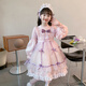 Pamino Girls Lolita Princess Dress Winter Clothes Children Lolita Birthday Dress Little Girl Skirt Pink 120