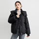 Flying in the snow short down jacket for women 2025 winter new hooded casual thickened warm 90 velvet jacket trendy black XS