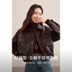 尚都比拉再生纤维素皮衣女秋季摩登通勤翻领长袖机车服宽松显瘦单排扣外套