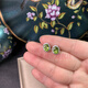 Fengxi Special New Natural Peridot Earrings 925 Silver Platinum Plated Seiko Inlaid Simple Earrings 6*8Mm
