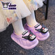 Sanrio winter children's cotton slippers for boys and girls, warm plus velvet EVA waterproof Kuromi children's baby cotton slippers, upgraded version of environmentally friendly material purple Kuromi (heel included, size 12 150 (shoe inner length 15CM, suitable for feet 14