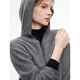 ELLE Zhu Xudan same style cashmere hooded sweater for women 2025 autumn new lazy pullover sweater dark gray M