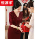 Hengyuan Xiangxi mother-in-law wedding banquet evening dress small high-end young mother wedding dress noble wedding dress temperament autumn wine red XL