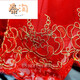 
Thai Tao bride wedding main wedding veil Chinese style wedding Xiuhe clothes red hijab golden lace red veil red gold thread lace 1 hairless comb