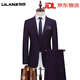 LILANZ's men's suit slim fit business professional formal two-piece groom's wedding dress gam-C87882 suit-trousers violet two-piece set S (weight 80-100Jin Jin equals 0.5 kg)