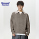 WASSUP HERMU official pullover men's autumn and winter old money style fake two-piece polo collar sweater warm jacket Swire Gray XL (recommended 135-155Jin Jin equals 0.5kg)