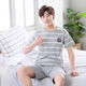 
Mu Fengqing summer men's pajamas cotton plus fat plus size new men's summer home clothes short-sleeved youth Korean style thin half-sleeved 9928# [short-sleeved shorts] L [90-125Jin [Jin equals 0.5 kg]]