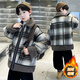 Monkey Brother Boy's Velvet Jacket Autumn and Winter Clothing Medium and Large Children's Western Style Mid-Length Woolen Coat Boys' Winter Clothing Thickened Top Picture Color 150