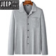 Jeep Spirit Daddy Langarm Shirt Herrenhemd dünne Mittelalter der Mittelung des Mittelalters Opa Frühling und Herbst Sommer-Strickjacke T-Shirt Dunkelgrau reines Baumwoll-Lappel M1342 L 110-130Jin [Jin ist gleich 0,5 kg]
