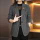 LIIS International Light Luxury High-end Jacket 2026 New Middle-aged Mother Suit Jacket Women's Western Style Slim Middle-aged and Old Suit Gray M 85-100Jin Jin is equal to about 0.5 kg