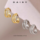 DAISY DREAM925 silver needle gold C-shaped earrings women's high-end earrings 2025 new popular multi-layer plain circle retro earrings gold wrapped C-shaped earrings 925 silver needle