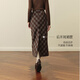 SEIFINI Meng Ziyi's same style slightly brushed slimming plaid long straight skirt 25 autumn slimming short skirt gray blue M