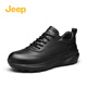 Jeep Men's Shoes Winter 2025 New Genuine Leather Commuting Business Casual Leather Shoes Men's Thick-soled Heightening Sports Shoes Black (Sports Code) 43 (265mm)