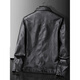 Classic car black leather jacket men's spring and autumn casual lapel trendy handsome jacket plus fat plus size fat man winter coat black regular M