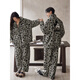 Beiyan couple pajamas for men and women in autumn and winter Mickey thickened warm coral velvet leopard print home clothes flannel suit can be worn outside F60716 Women's M
