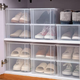 Yusenyi Thickened Shoe Box Flip Shoe Storage Folding Storage Box Simple Transparent Shoe Cabinet Plastic Shoe Rack Space-Saving Artifact 3 Pack (Transparent Visible Can Be Stacked for Storage)