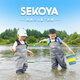 SEKOYA children's wading pants one-piece waterproof half-length rain pants rain boots beach baby stream fishing and sea play water wear equipment 2501J regular rubber sole 27 S (height 105-125CM)