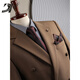 DK high-end men's suit suit men's double-breasted jacket casual business formal wear groomsman wedding suit two-piece brown (suit + trousers) 3XL 56 (145-158Jin Jin equals 0.5 kg)