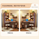 Huixun solid wood corner desk bookshelf integrated desk bedroom corner computer desk bookcase combination writing desk home desk walnut color #desk + bookshelf 100cm*60cm*160cm total length 124cm