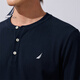 NAUTICA shopping mall same style men's 25 autumn and winter new cotton blended waffle henley collar long-sleeved T-shirt for men TO5303 Navy 4NV L