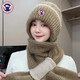 TUTORGOOSE autumn and winter color-blocked hat scarf 2025 new velvet thickened knitted fashion versatile all-in-one anti-wind and snow ear protection hat linen color